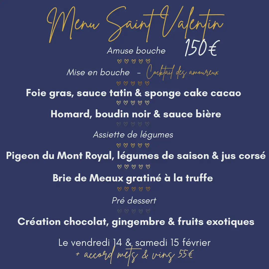 Menu de la Saint-valentin 2025