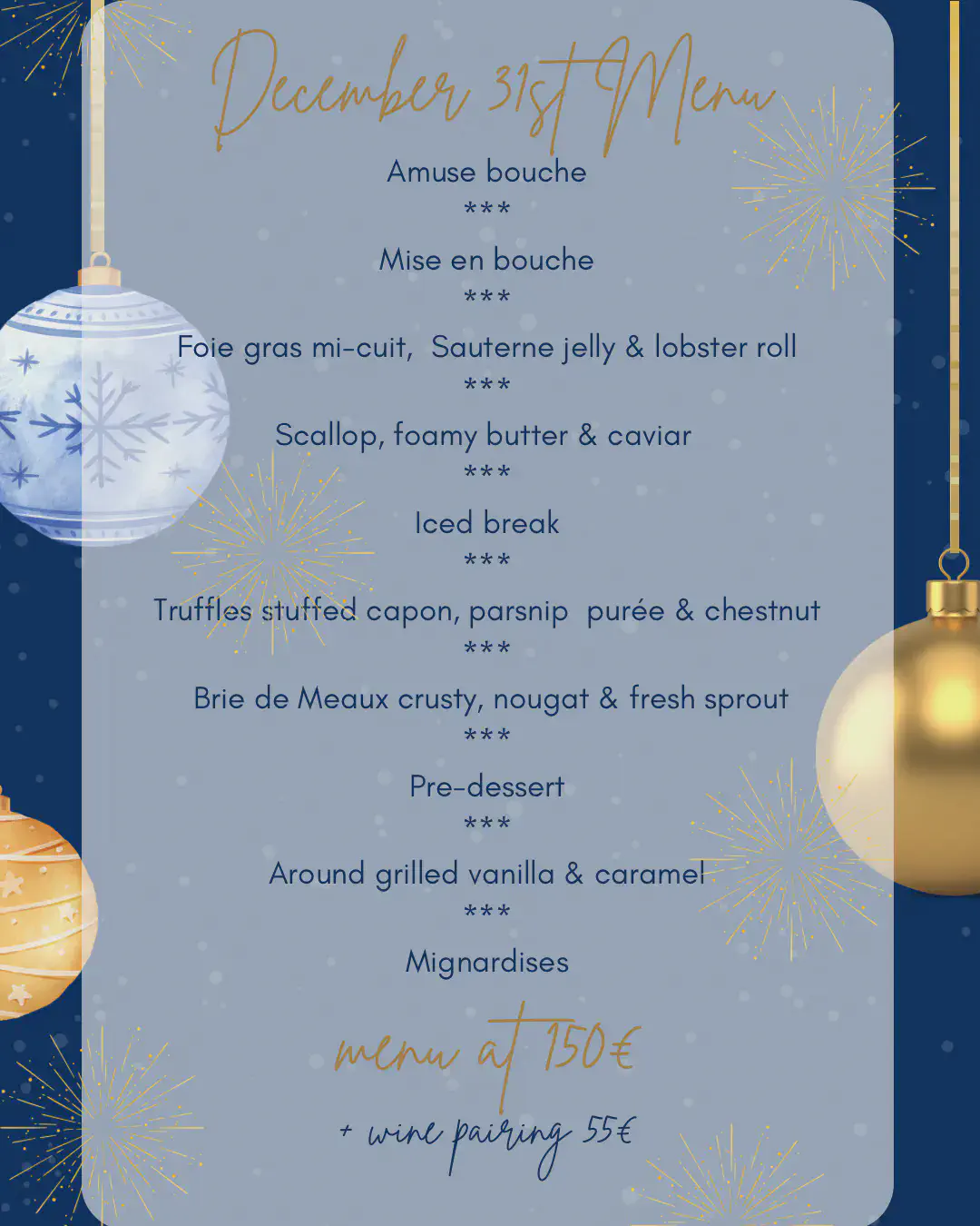 Menu 31 décembre 2025