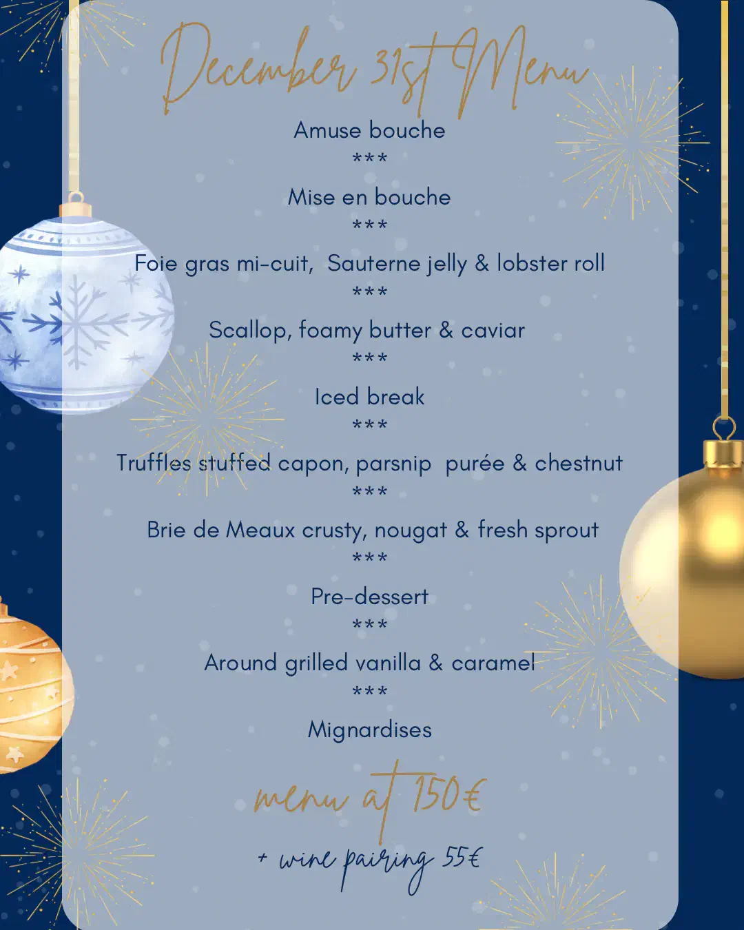 Menu 31 décembre 2025