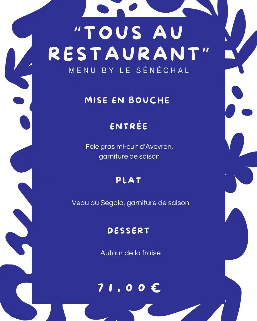 Menu Tous au restaurant