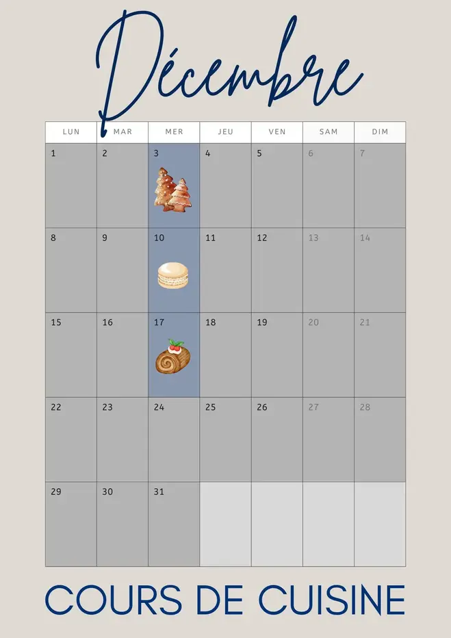 Calendrier décembre