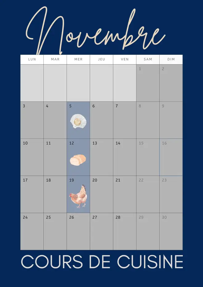 Calendrier novembre